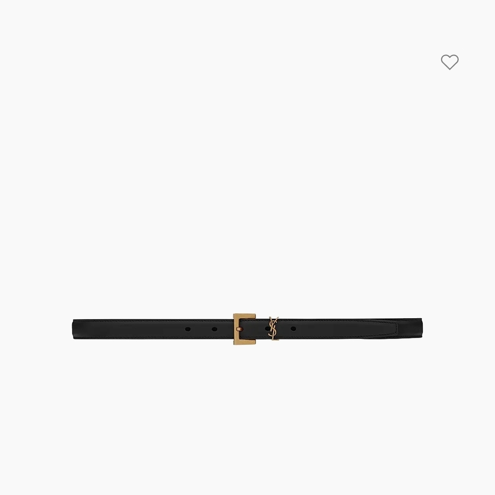 Saint Laurent Slim Black Belt with Gold Buckle